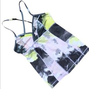 LULULEMON Grey White & Lime Green Athletic Top